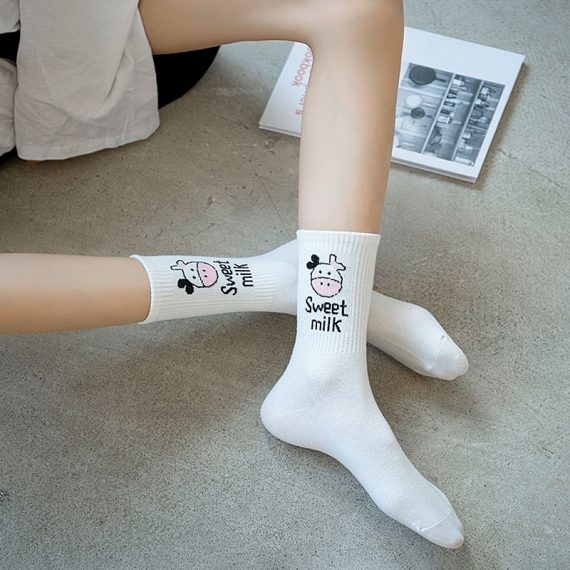 cartoon ankle socks with cute cow styles - Axonat